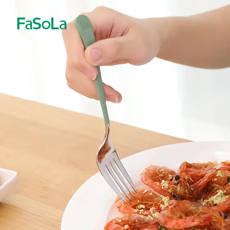 餐具多彩不锈钢勺子汤勺餐叉餐勺套装成人吃饭勺