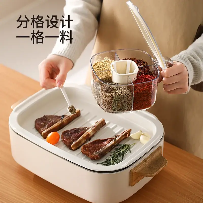 Four-Compartment Seasoning Box Set with Lid