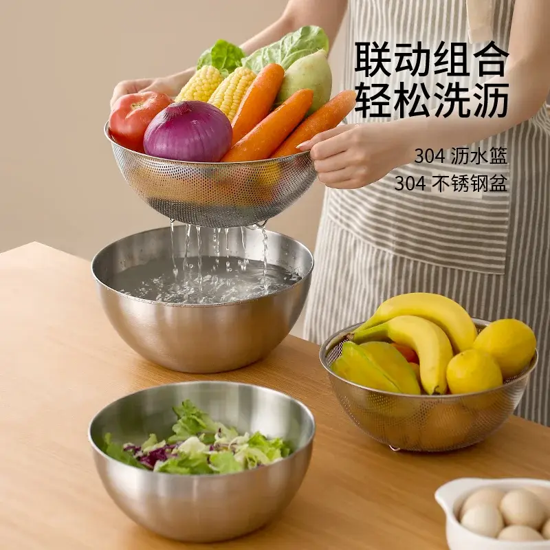 304不鏽鋼打蛋盆加厚打發盆廚房攪拌盆
